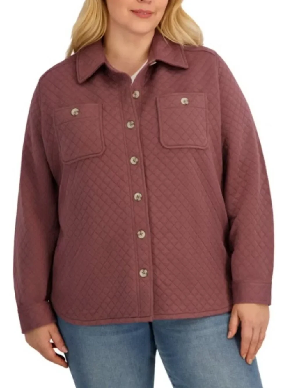NWT SAGE Women's Quilted Shirt Jacket, Pink (Mauve)
